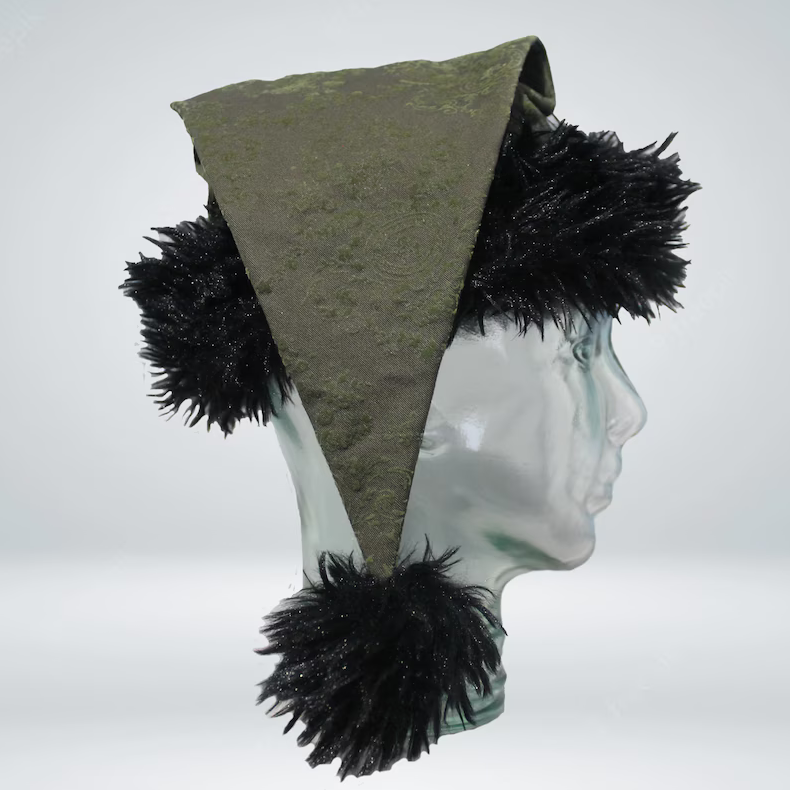 Green and black Santa hat